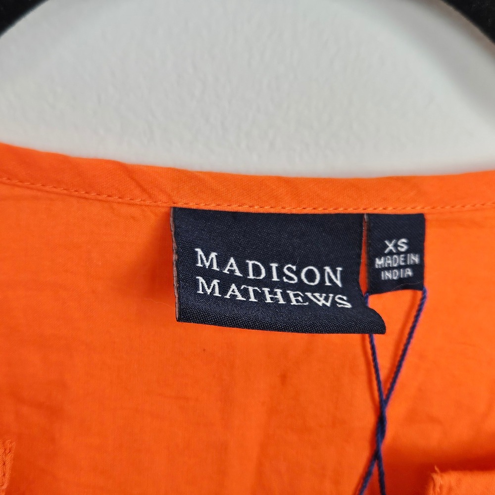 Madison Mathews Tunic Top Sz XS Orange White Floral Embroidered Cotton New - Picture 5 of 10